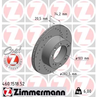 Jeu de 2 disques de frein avant ZIMMERMANN OEM 94435104105