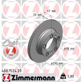 Jeu de 2 disques de frein arrière ZIMMERMANN [460.1524.20]