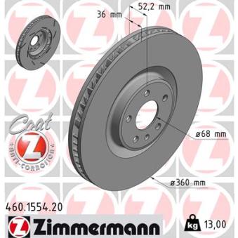 Disque de frein avant gauche ZIMMERMANN OEM 95B615301G