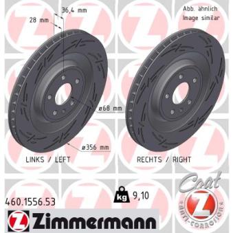 Jeu de 2 disques de frein arrière ZIMMERMANN 460.1556.53 pour PORSCHE MACAN 2.0 - 237cv
