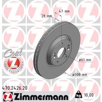 Jeu de 2 disques de frein avant ZIMMERMANN OEM 8200570677