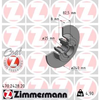 Jeu de 2 disques de frein arrière ZIMMERMANN 470.2428.20 pour HYUNDAI I20 1.6 - 110cv