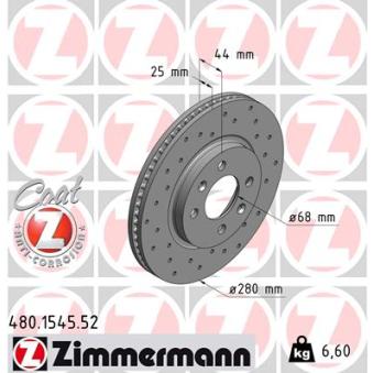 Jeu de 2 disques de frein avant ZIMMERMANN OEM 4002143