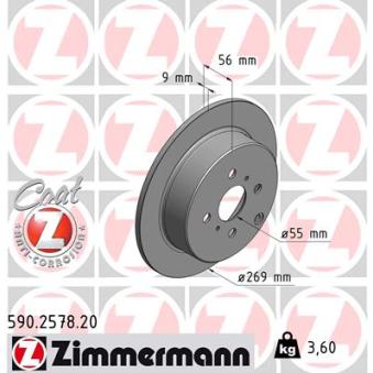 Jeu de 2 disques de frein arrière ZIMMERMANN OEM 4243112250