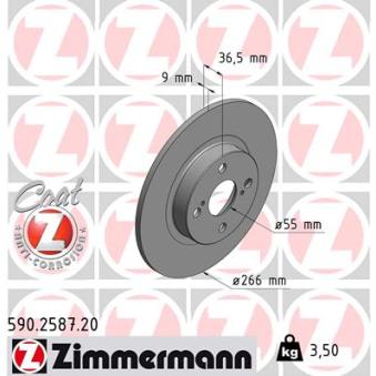 Jeu de 2 disques de frein arrière ZIMMERMANN OEM 4243112150
