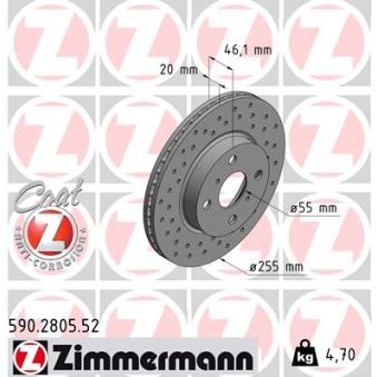 Jeu de 2 disques de frein avant ZIMMERMANN OEM 4351274010