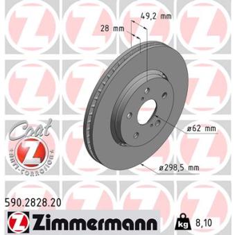 Jeu de 2 disques de frein avant ZIMMERMANN 590.2828.20 pour TOYOTA C-HR 1.2 - 116cv
