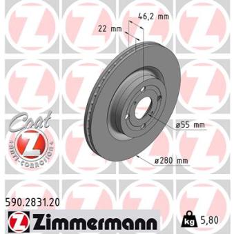 Jeu de 2 disques de frein avant ZIMMERMANN OEM 435120D210