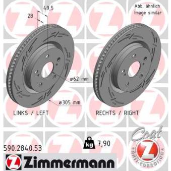 Jeu de 2 disques de frein avant ZIMMERMANN 590.2840.53 pour TOYOTA RAV 4 2.0 - 175cv