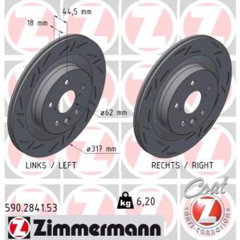 Jeu de 2 disques de frein arrière ZIMMERMANN 590.2841.53 pour TOYOTA RAV 4 2.0 VVTi - 150cv