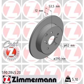 Jeu de 2 disques de frein arrière ZIMMERMANN 590.2845.20 pour TOYOTA MIRAI FCV - 154cv
