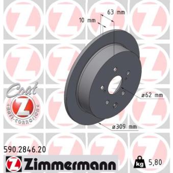 Jeu de 2 disques de frein arrière ZIMMERMANN 590.2846.20 pour LEXUS RX 350 AWD - 277cv
