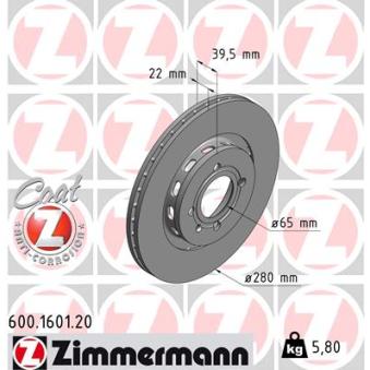 Jeu de 2 disques de frein avant ZIMMERMANN OEM 535615301 Jeu de 2 disques de frein avant ZIMMERMANN OEM 535615301