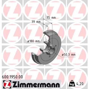 Tambour de frein ZIMMERMANN OEM 171501615B