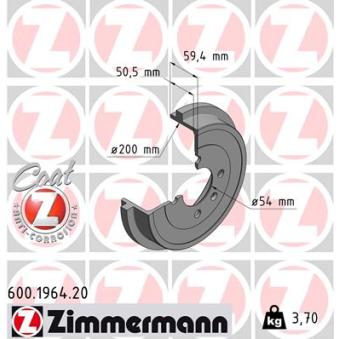 Tambour de frein ZIMMERMANN OEM 6X0609617A