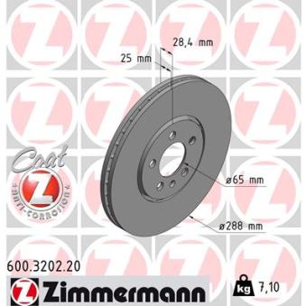 Jeu de 2 disques de frein avant ZIMMERMANN OEM 3A0615301