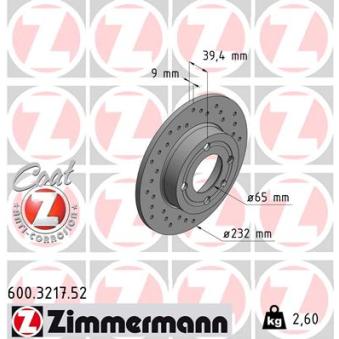 Jeu de 2 disques de frein arrière ZIMMERMANN OEM 6N0615601B