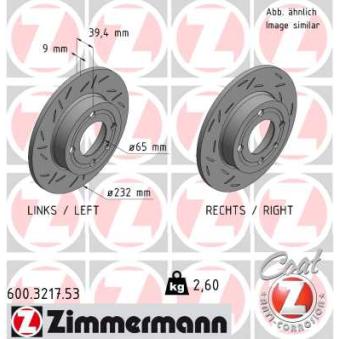 Jeu de 2 disques de frein arrière ZIMMERMANN OEM 6N0615601B