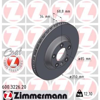 Disque de frein avant gauche ZIMMERMANN OEM 95535140150