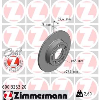 Jeu de 2 disques de frein arrière ZIMMERMANN OEM 1JE615601