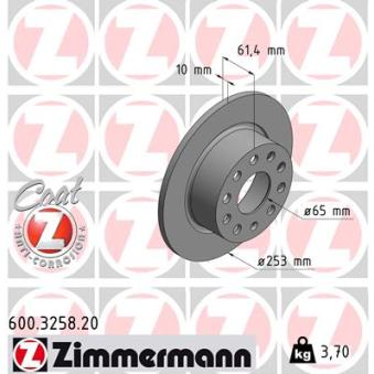 Jeu de 2 disques de frein arrière ZIMMERMANN OEM 5Q0615601C