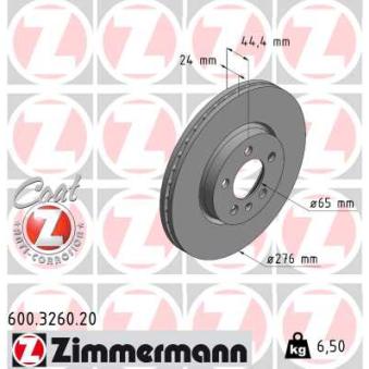 Jeu de 2 disques de frein avant ZIMMERMANN OEM 2Q0615301H