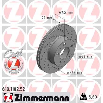 Jeu de 2 disques de frein arrière ZIMMERMANN OEM 13591318
