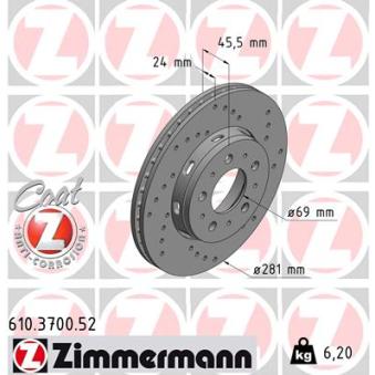Jeu de 2 disques de frein avant ZIMMERMANN OEM 30818027