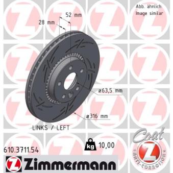 Disque de frein arrière gauche ZIMMERMANN OEM 31400764