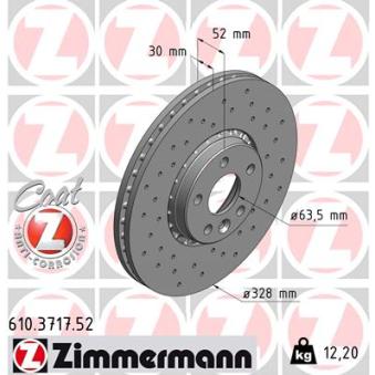 Jeu de 2 disques de frein avant ZIMMERMANN OEM 31410568