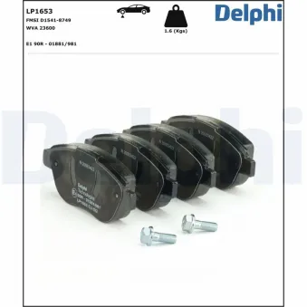 Jeu de 4 plaquettes de frein avant DELPHI LP1653 pour FORD TRANSIT 2.0 HDi - 110cv
