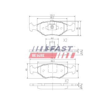 Jeu de 4 plaquettes de frein avant FAST OEM 5888528