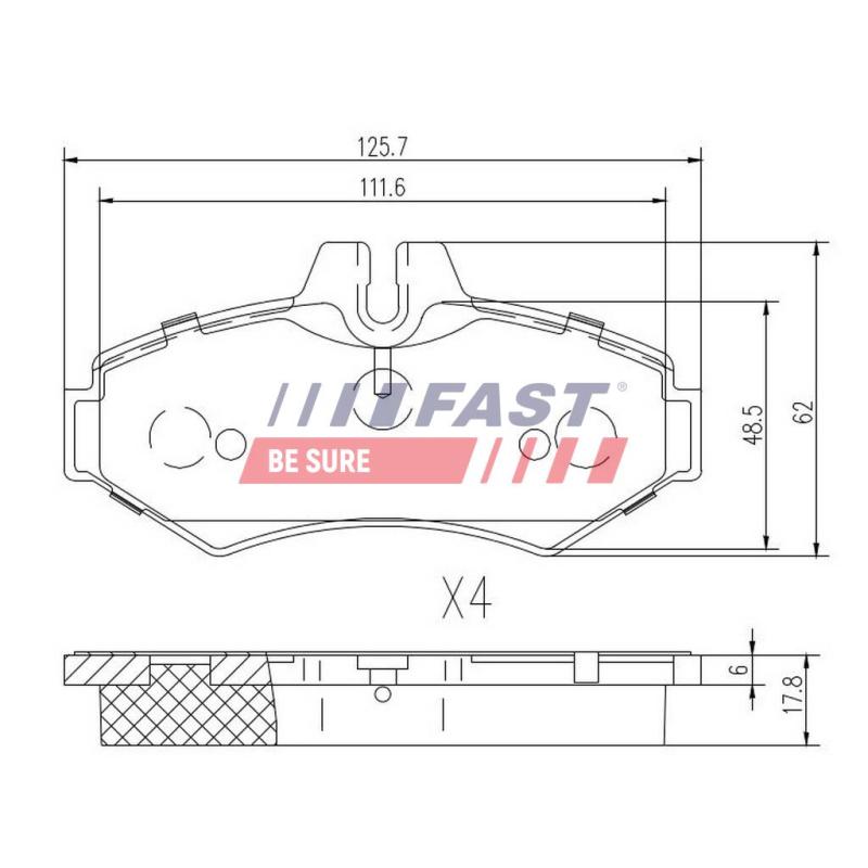 Jeu de 4 plaquettes de frein arrière FAST FT29014 - Visuel 1