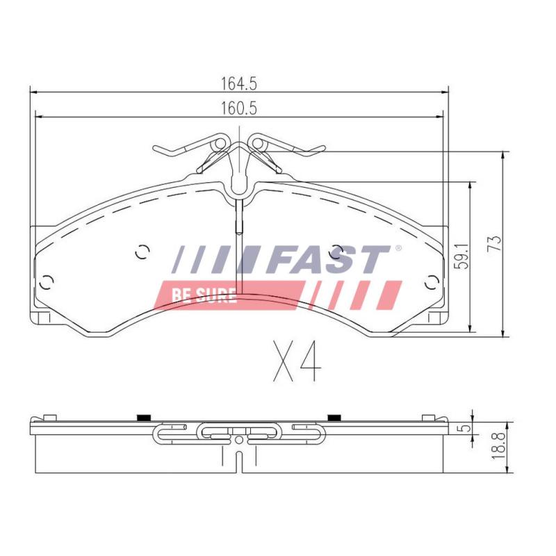 Jeu de 4 plaquettes de frein avant FAST FT29015 - Visuel 1