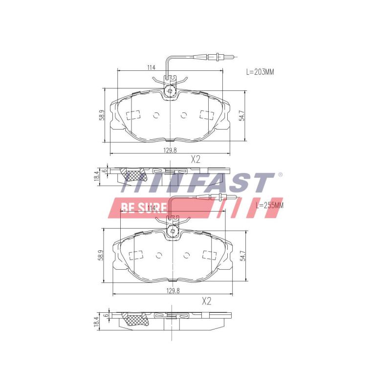 Jeu de 4 plaquettes de frein avant FAST FT29054 - Visuel 1