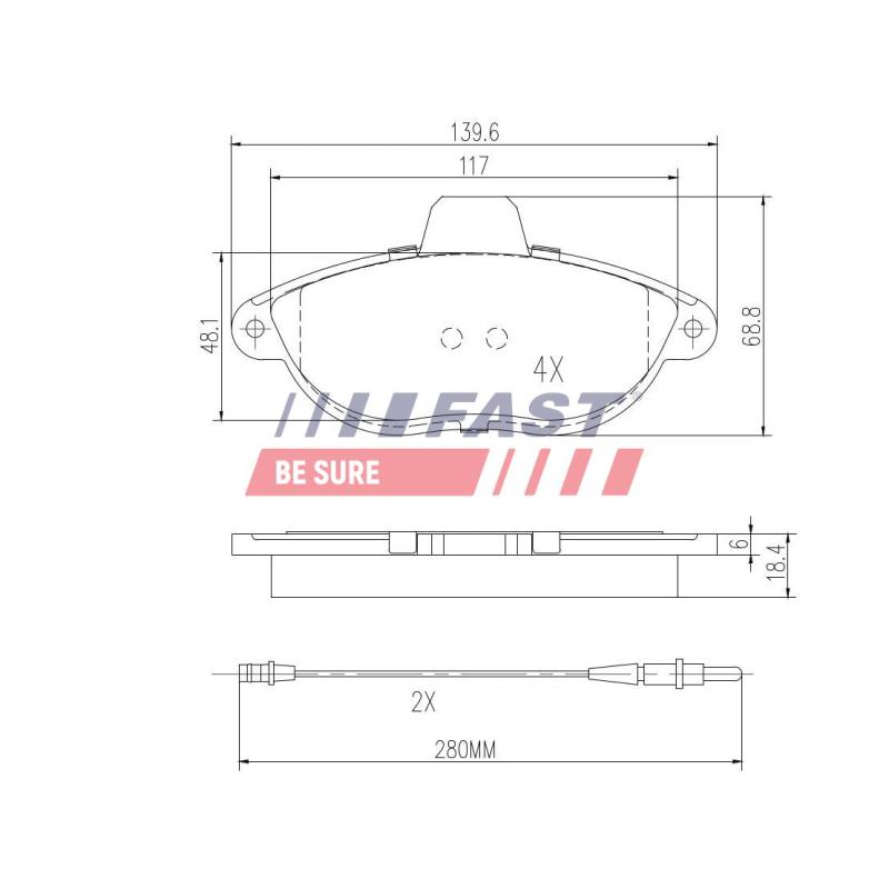 Jeu de 4 plaquettes de frein avant FAST FT29067 - Visuel 1