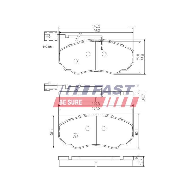 Jeu de 4 plaquettes de frein avant FAST FT29107 - Visuel 1