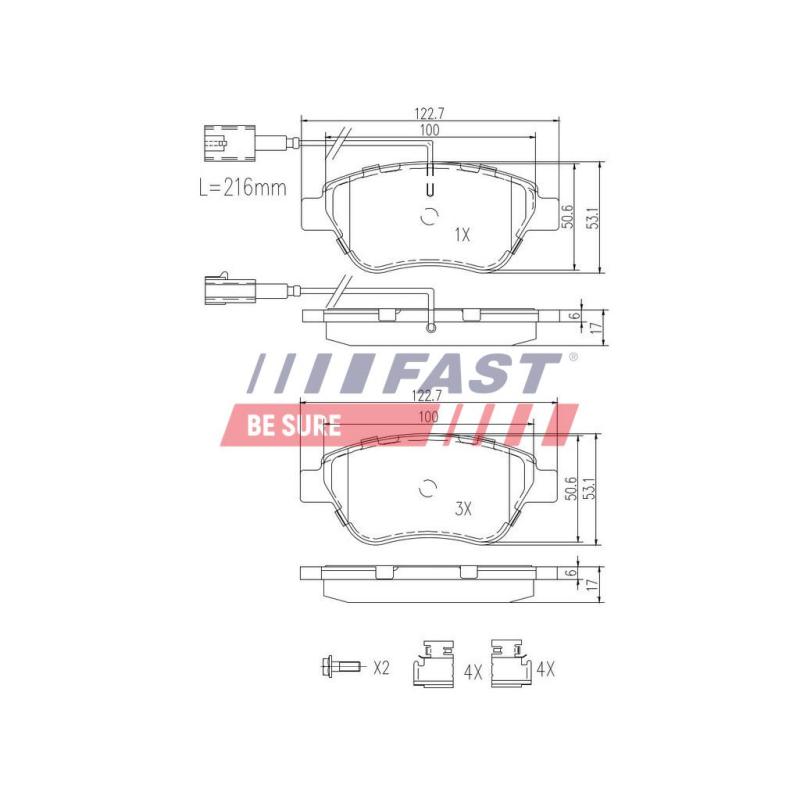 Jeu de 4 plaquettes de frein avant FAST FT29112 - Visuel 1