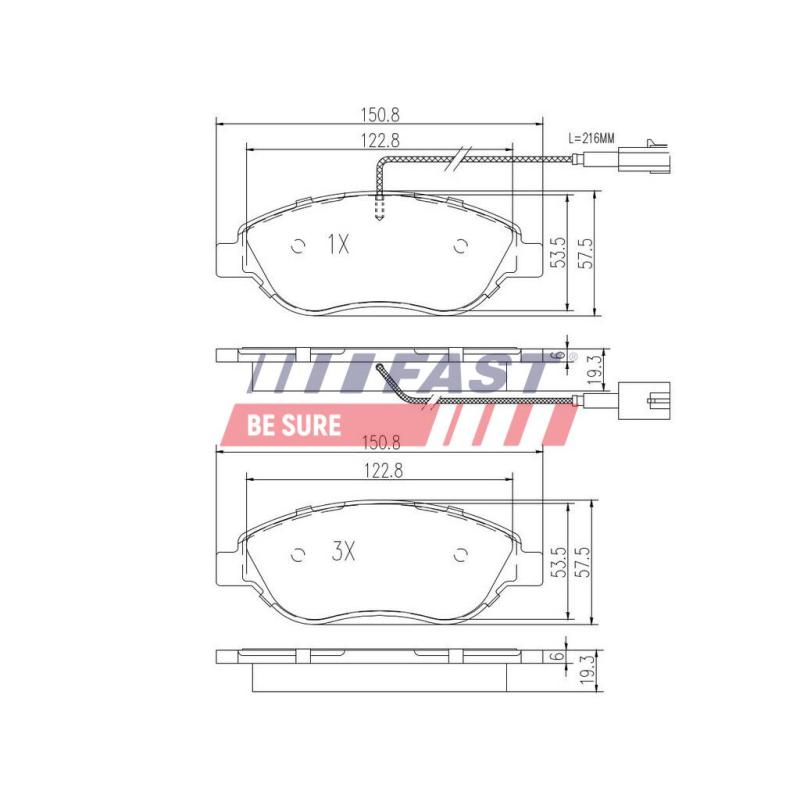 Jeu de 4 plaquettes de frein avant FAST FT29145 - Visuel 1