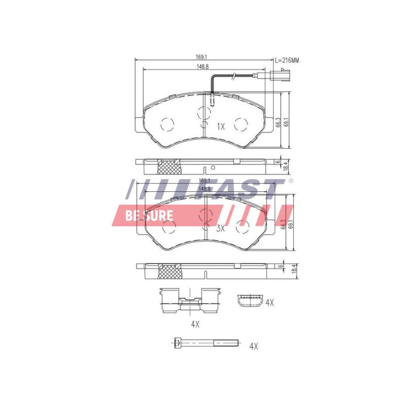Jeu de 4 plaquettes de frein avant FAST FT29152 - Visuel 1