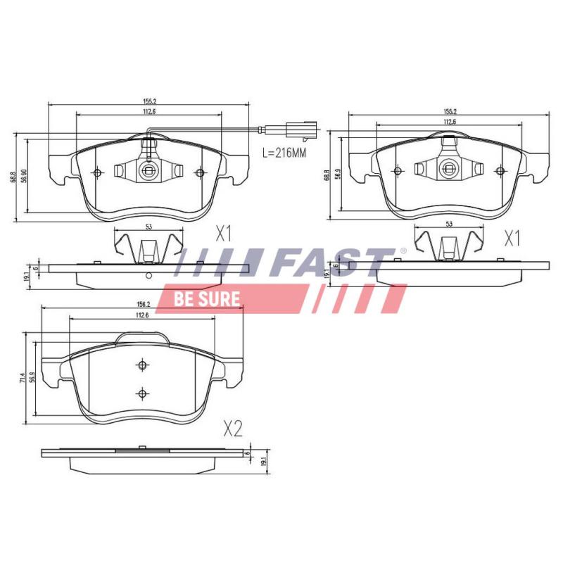 Jeu de 4 plaquettes de frein avant FAST FT29157 - Visuel 1