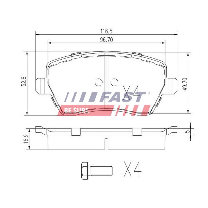 Jeu de 4 plaquettes de frein avant FAST FT29530 - Visuel 1