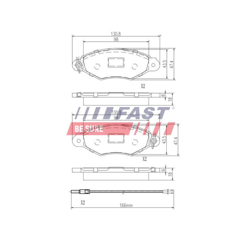 Jeu de 4 plaquettes de frein avant FAST FT29532 - Visuel 1