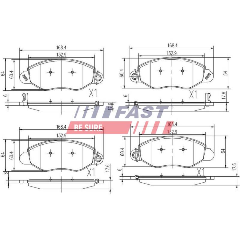 Jeu de 4 plaquettes de frein avant FAST FT29547 - Visuel 1