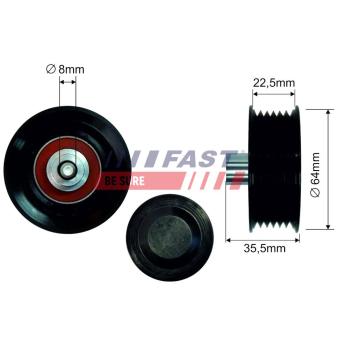Poulie renvoi/transmission, courroie trapézoïdale à nervures FAST [FT44593]
