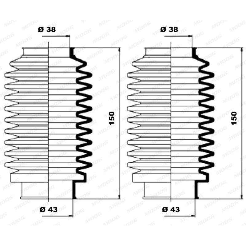 Jeu de joints-soufflets, direction MOOG K150003 - Visuel 1