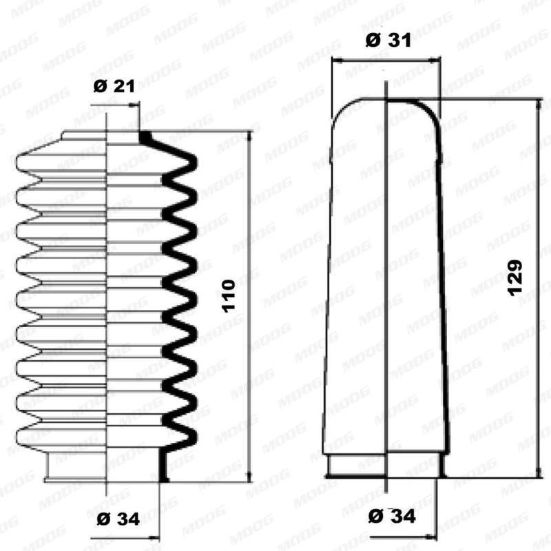 Jeu de joints-soufflets, direction MOOG K150007 - Visuel 1