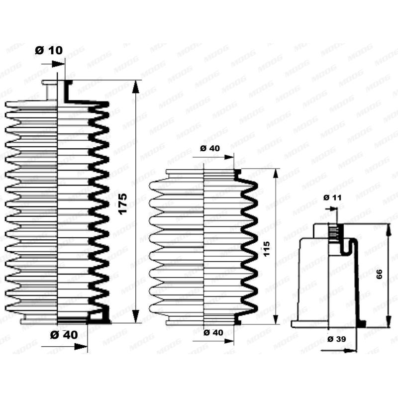 Jeu de joints-soufflets, direction MOOG K150009 - Visuel 1