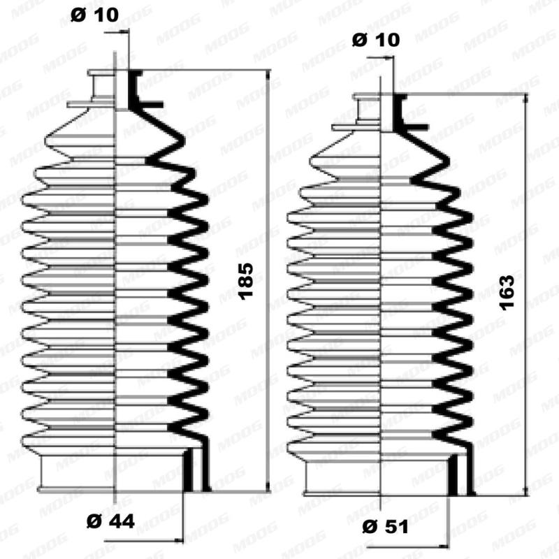 Jeu de joints-soufflets, direction MOOG K150012 - Visuel 1