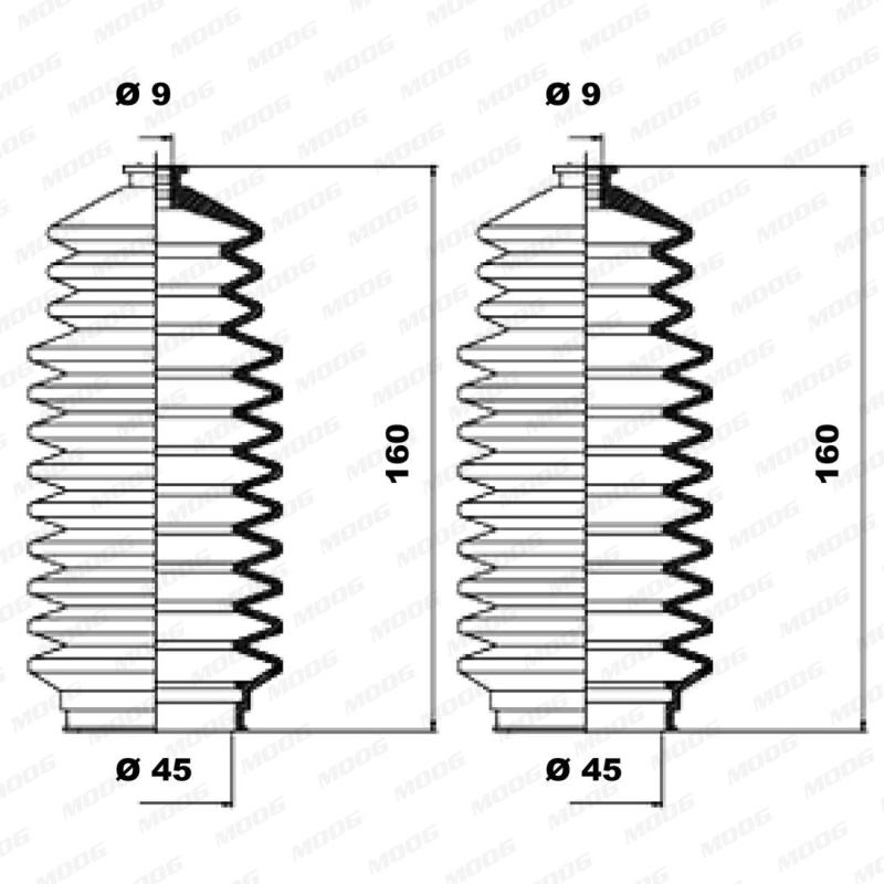 Jeu de joints-soufflets, direction MOOG K150058 - Visuel 1